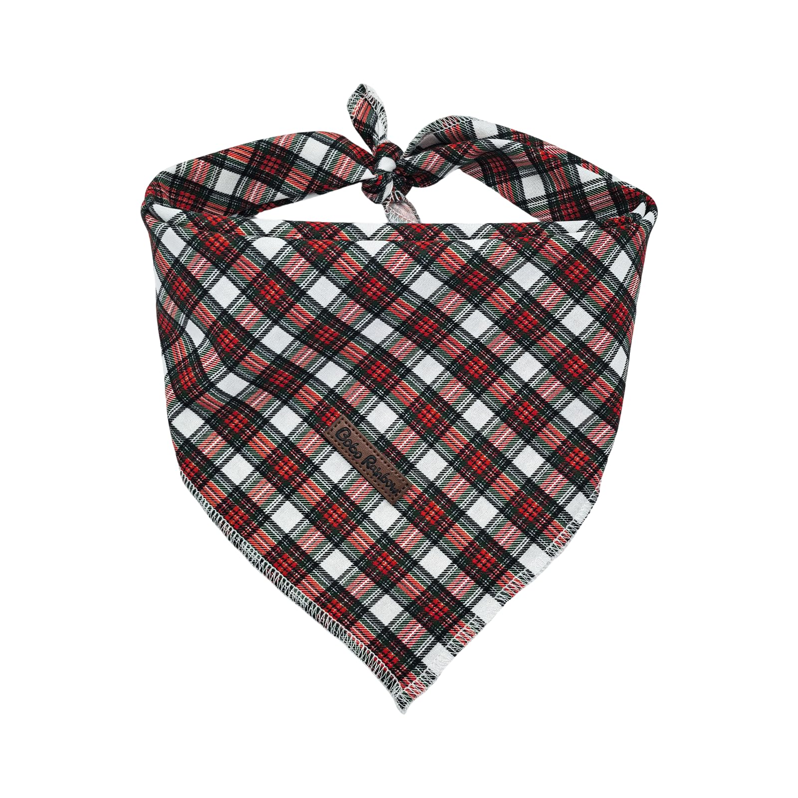 Bobo Rainbow Christmas dog bandana in soft cotton for comfortable wear.