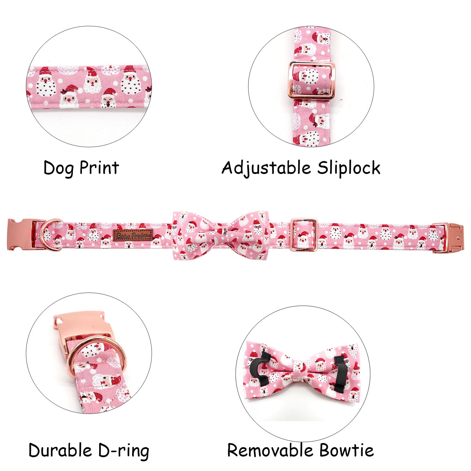 Bobo Rainbow collar buckle and D-ring detail ensures secure leash attachment.