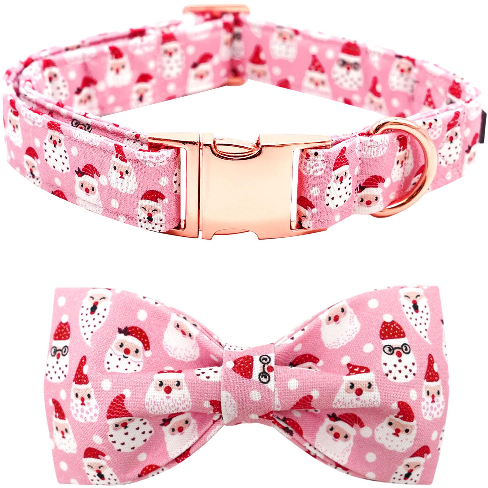 Bobo Rainbow collar Christmas pink Santa with festive look for holiday photos.
