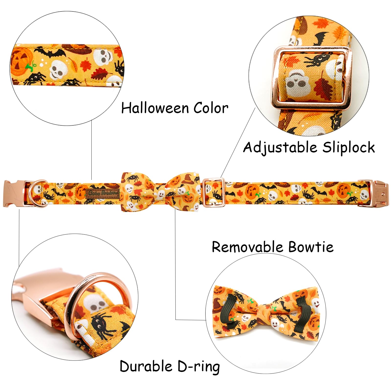 Bobo Rainbow removable bowtie highlights customizable style and quick seasonal changes.