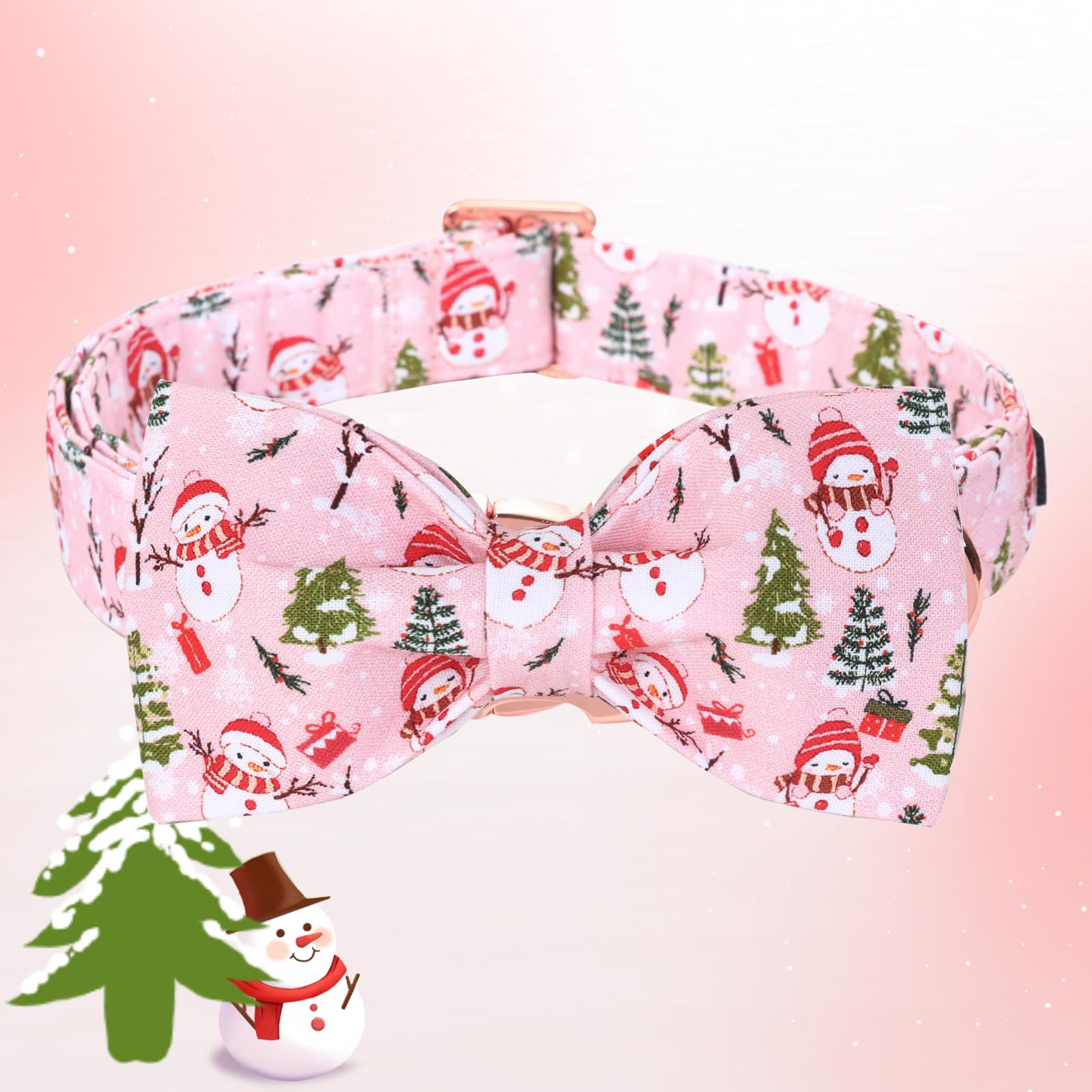 Bobo Rainbow snowman print collar designed for winter walks and festive photos