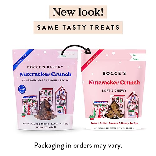 Bocce's Bakery Nutcracker Crunch close-up reveals soft, chewy texture for easy nibble.