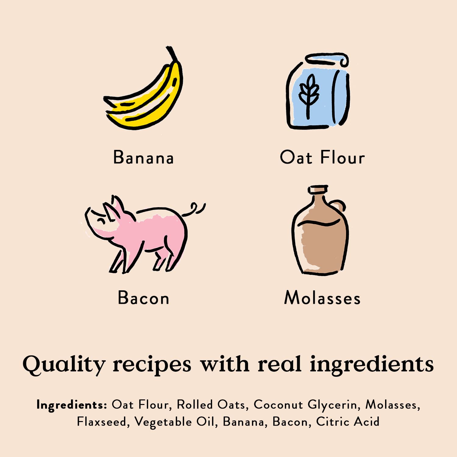 Bocce's Bakery Reindeer Fuel USA-ingredients spotlights USA-sourced bacon and banana flavor.