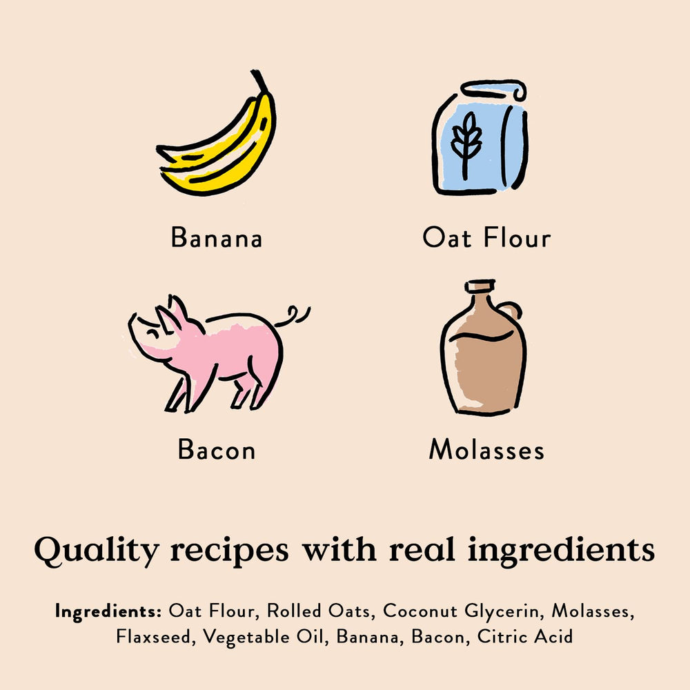 Bocce's Bakery Reindeer Fuel USA-ingredients spotlights USA-sourced bacon and banana flavor.