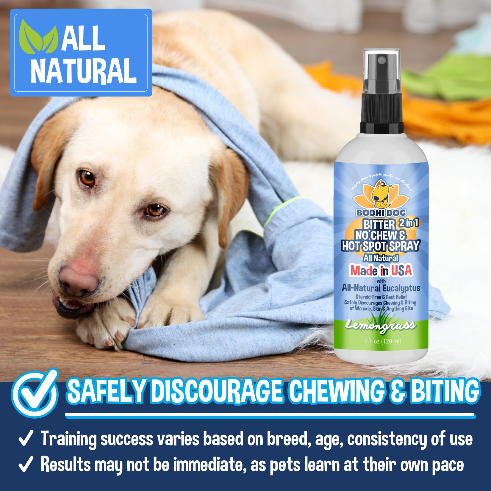 Bodhi Dog Bitter 2-in-1 on skin shows deterrent for wounds.