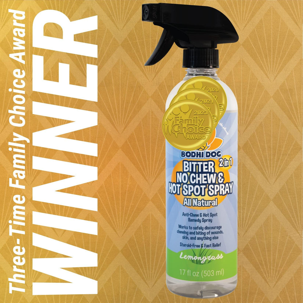 Bodhi Dog Bitter hot-spot spray application provides soothing relief for irritated skin.