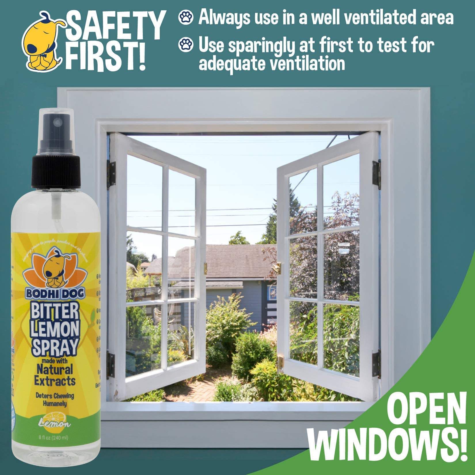 Bodhi Dog Bitter Lemon Spray with dogs and cats nearby showcasing versatile use