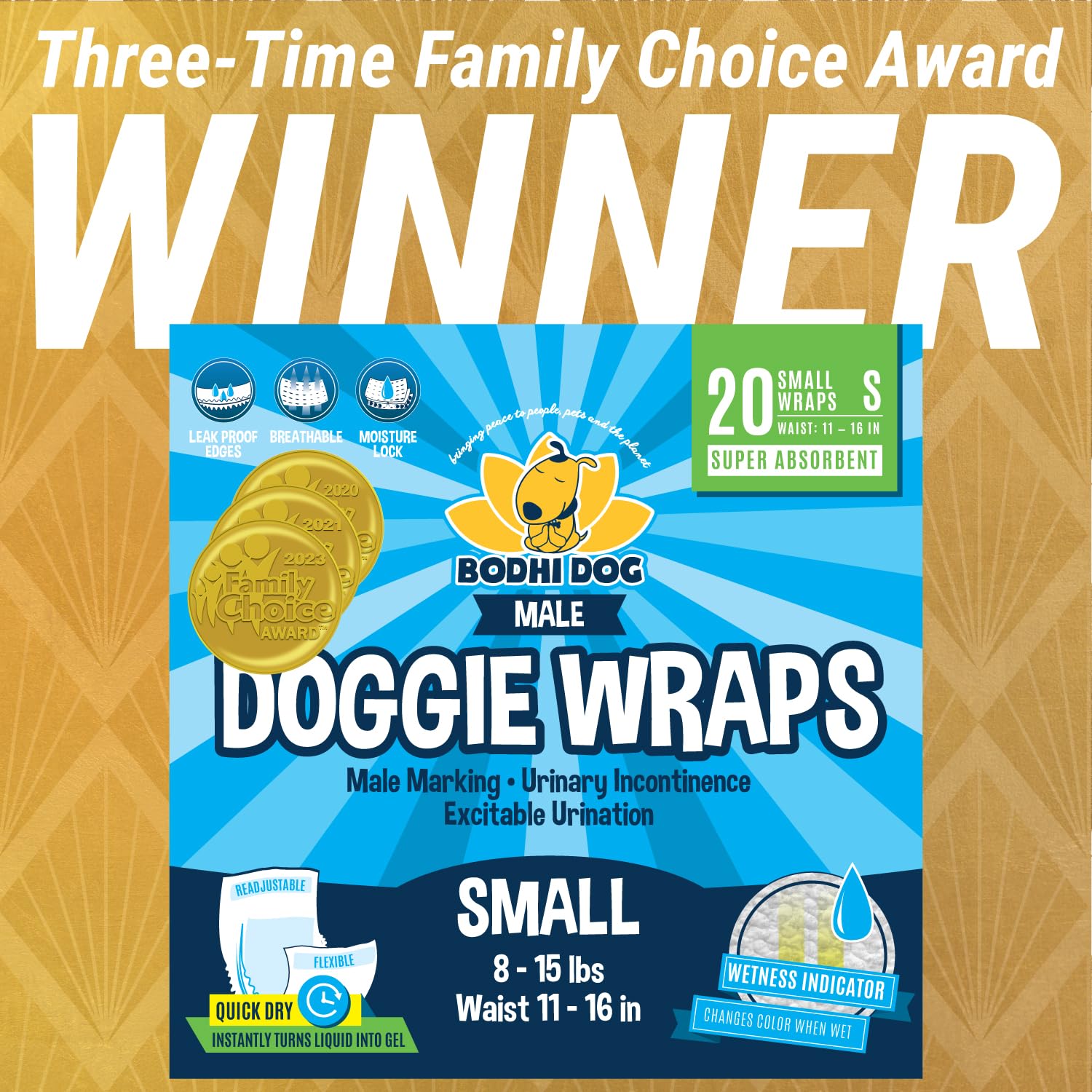Bodhi Dog disposable male diapers small wearing-fit highlights adjustable Velcro for a snug, comfortable fit