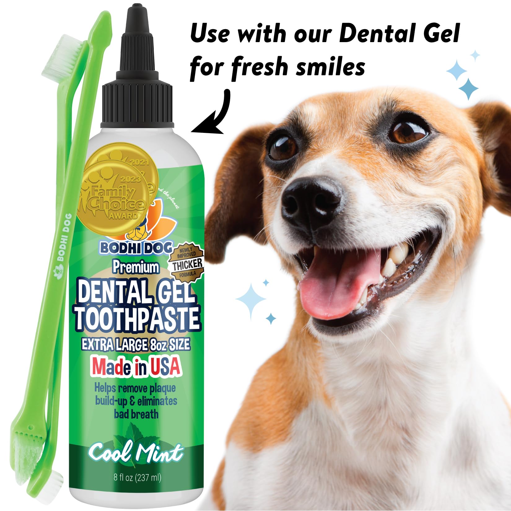 Bodhi Dog dual-headed toothbrush 100-count value-pack for ongoing care.