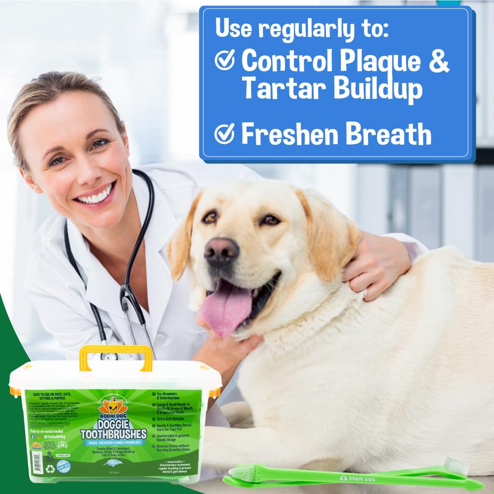Bodhi Dog dual-headed toothbrush suitable for dogs and cats during daily brushing.