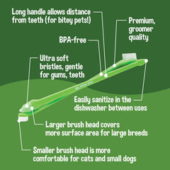Bodhi Dog dual-headed toothbrush in use for dogs and cats' dental routine