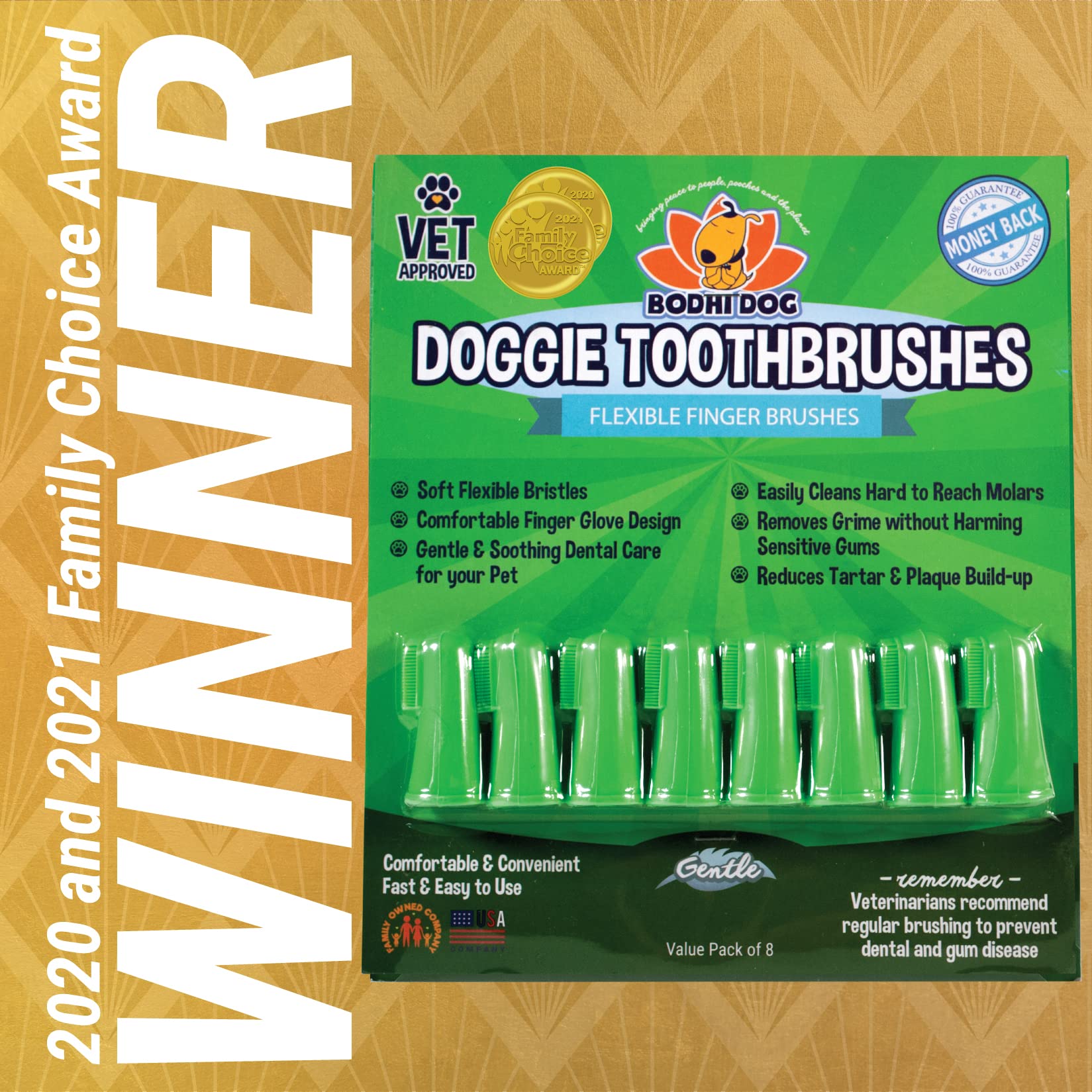 Bodhi Dog finger brush worn on finger for easy, controlled brushing.