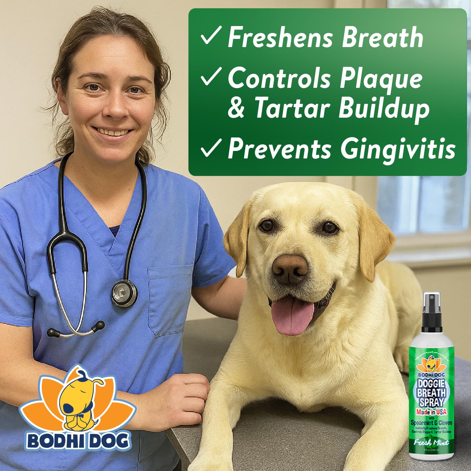 Bodhi Dog ingredients label featuring baking soda honey cloves and spearmint