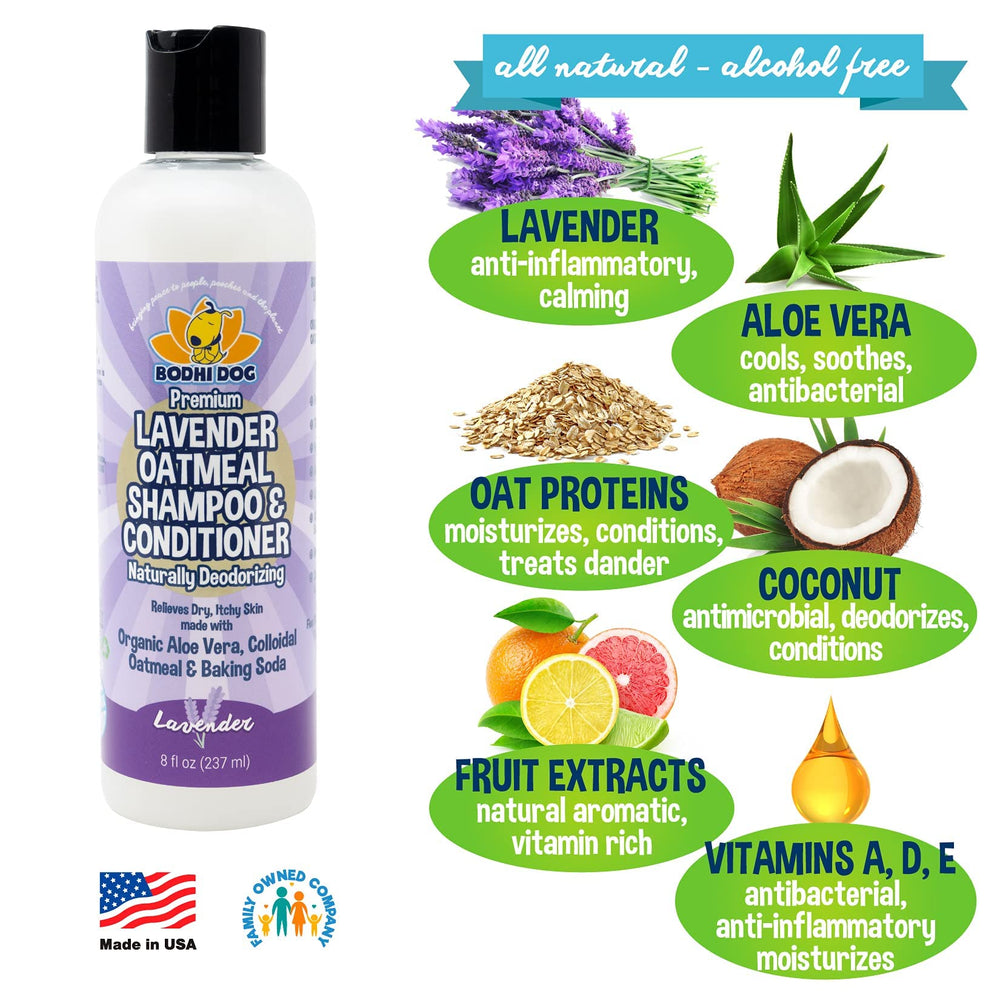 Bodhi Dog Lavender Oatmeal Shampoo foam demonstrates gentle wash for sensitive skin