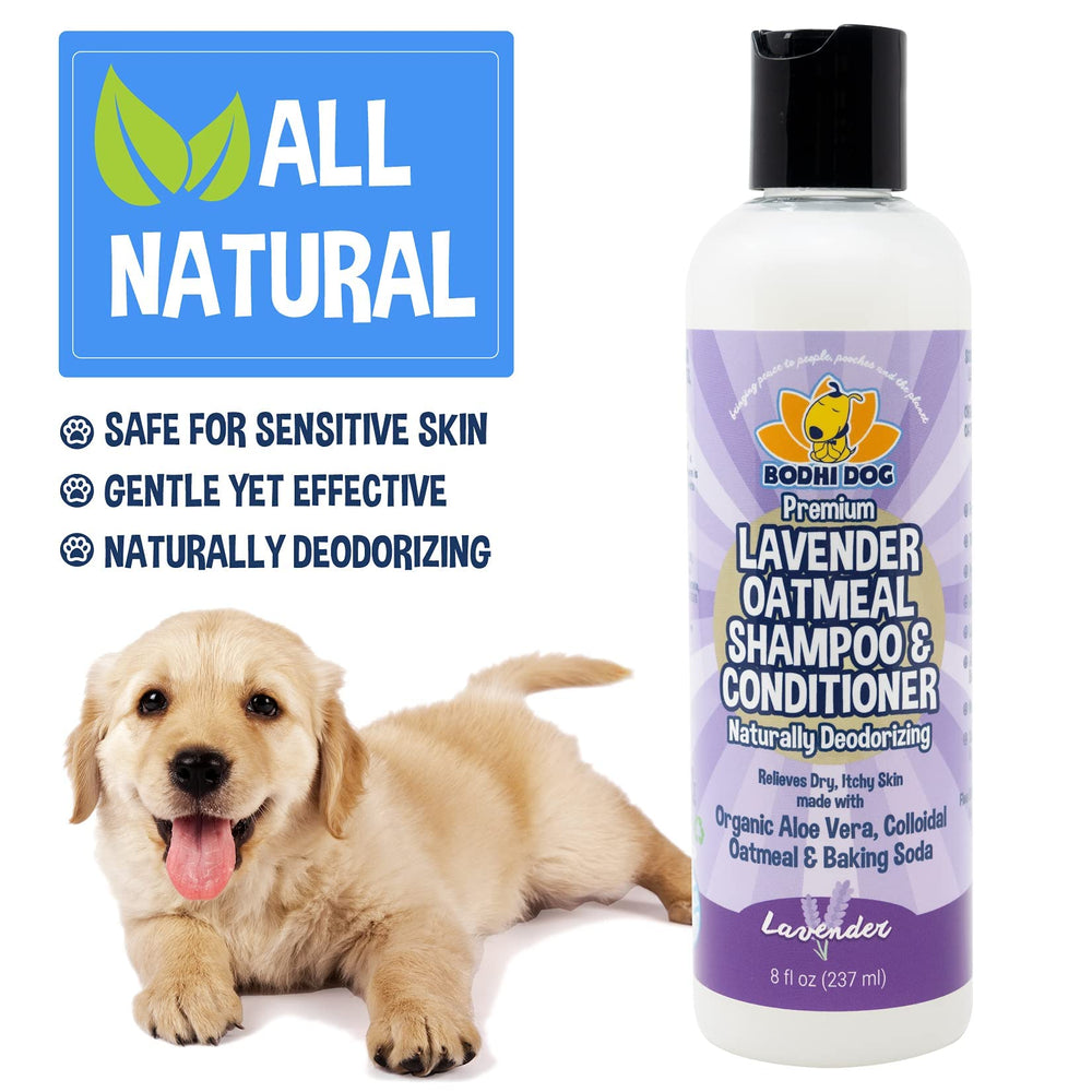 Bodhi Dog Lavender Oatmeal Shampoo ingredients close-up highlights oat, aloe, lavender