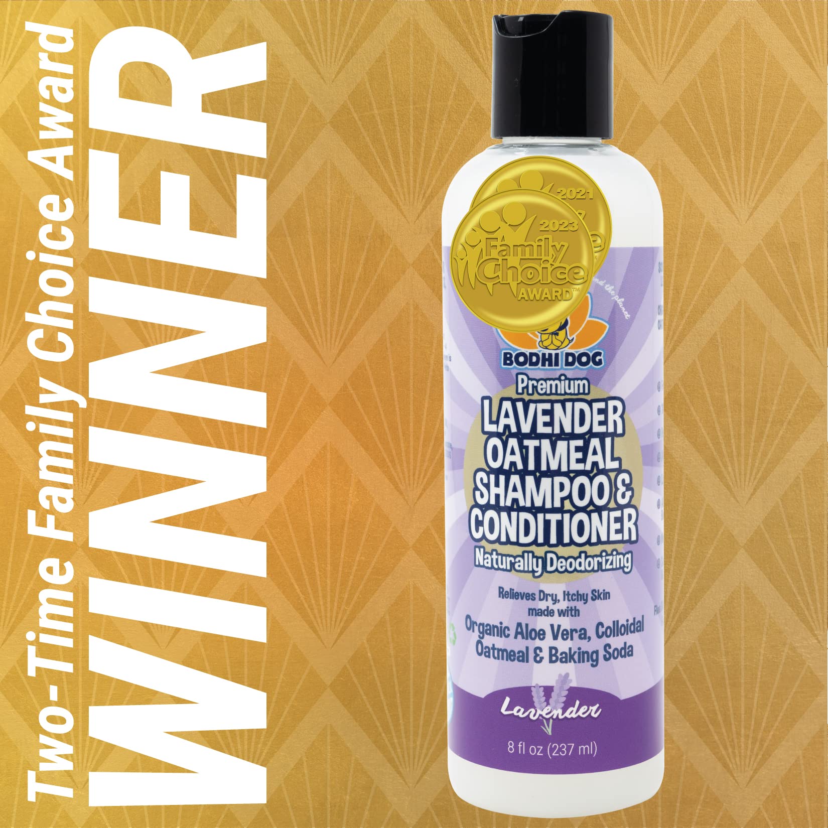 Bodhi Dog Lavender Oatmeal Shampoo label highlights natural, non-toxic formula