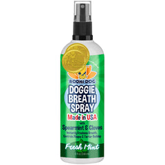 Bodhi Dog natural breath spray bottle for dogs delivering minty fresh breath
