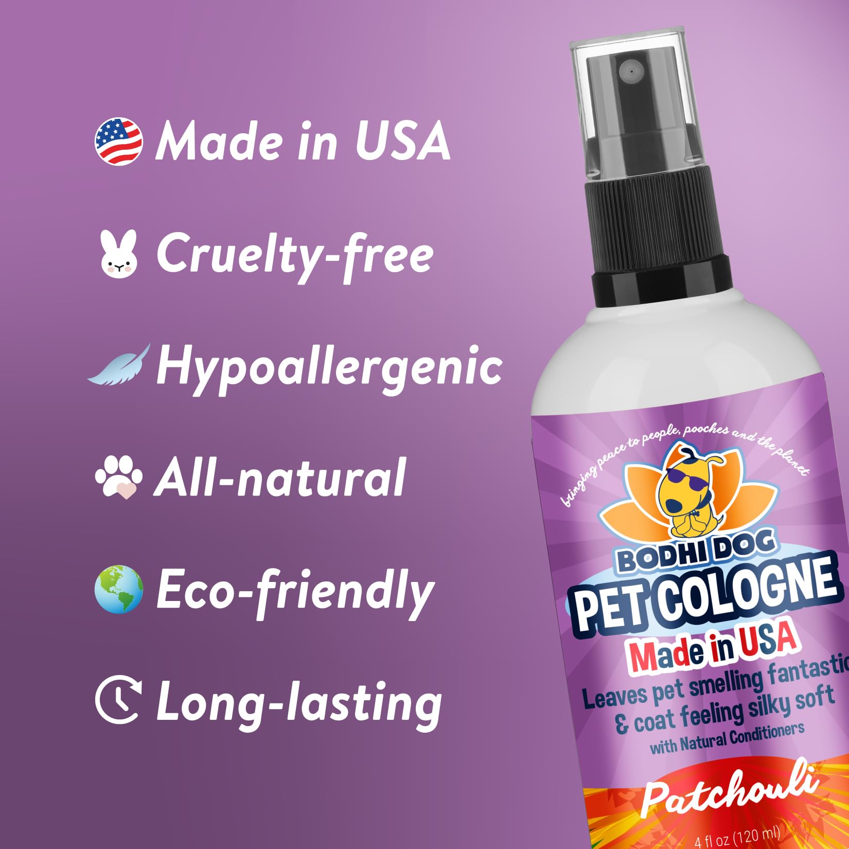 Bodhi Dog Patchouli Cologne earthy aroma for a calming, spa like feel.