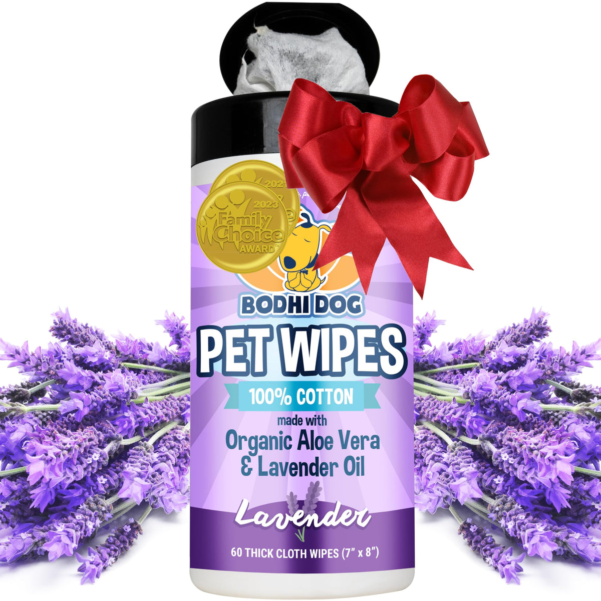 Bodhi Dog Pet Wipes package front showing lavender scent for odor control