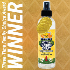 Bodhi Dog Potty Spray dispenser in action for consistent potty cues.