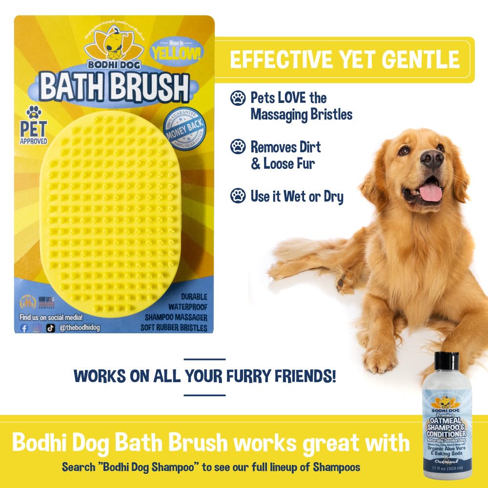 Bodhi Dog Shampoo Brush removing loose fur without harsh tugging.