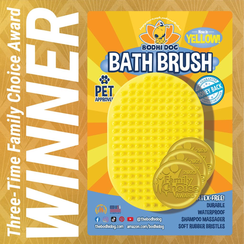 Bodhi Dog Shampoo Brush showing massage action to calm dogs during baths.