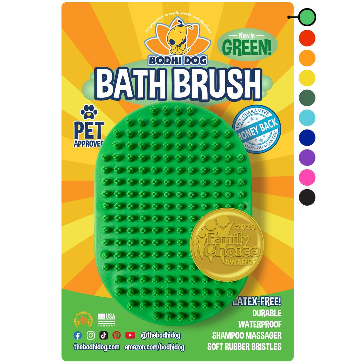 Bodhi Dog Shampoo Brush in hand-held view showing gentle grooming action for sensitive skin.
