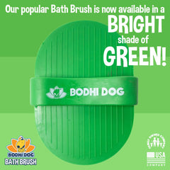 Bodhi Dog Shampoo Brush worn in bath tub demonstrates safe wet-or-dry use.