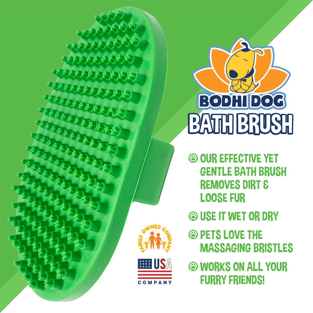 Bodhi Dog Shampoo Brush during pet grooming shows massaging bristles providing a calming bath experience.
