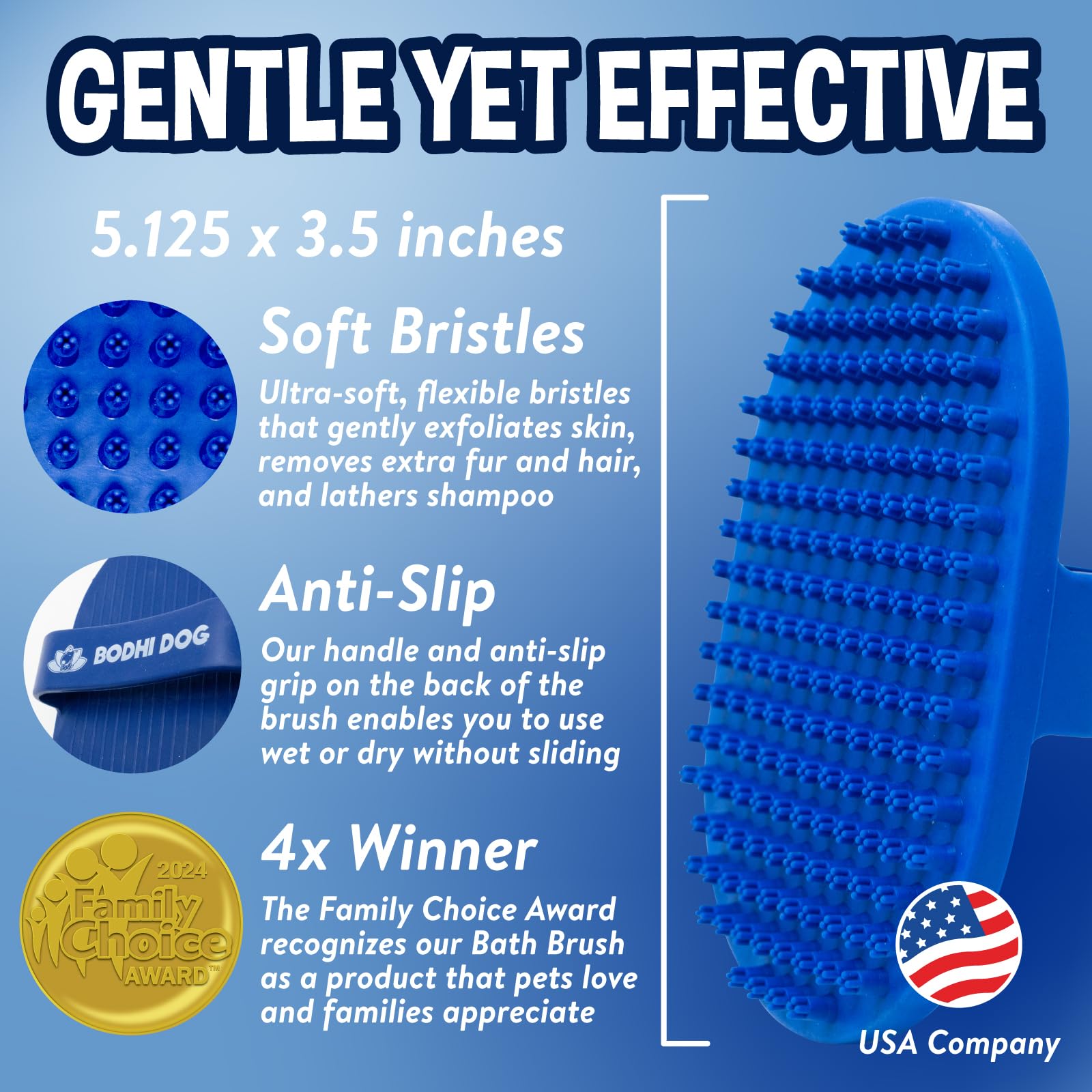 Bodhi Dog Shampoo Brush in hand delivering a soothing massage during bath