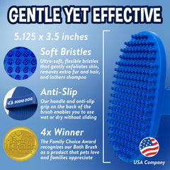 Bodhi Dog Shampoo Brush in hand delivering a soothing massage during bath