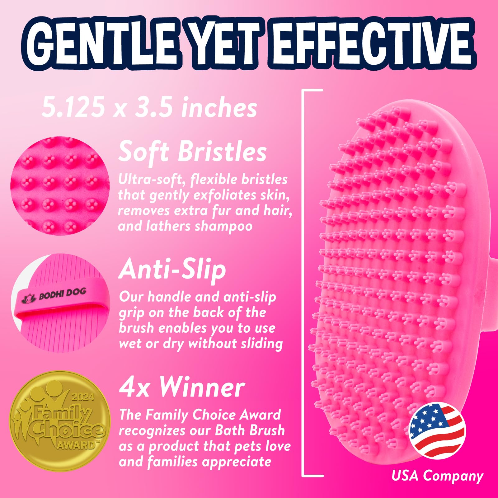 Bodhi Dog Shampoo Brush soft rubber tips for comfortable deshedding and skin safe brushing