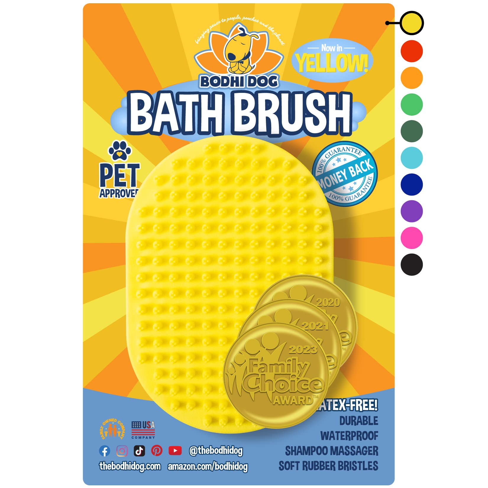 Bodhi Dog Shampoo Brush featuring soft tips for gentle grooming and cleaner coats.