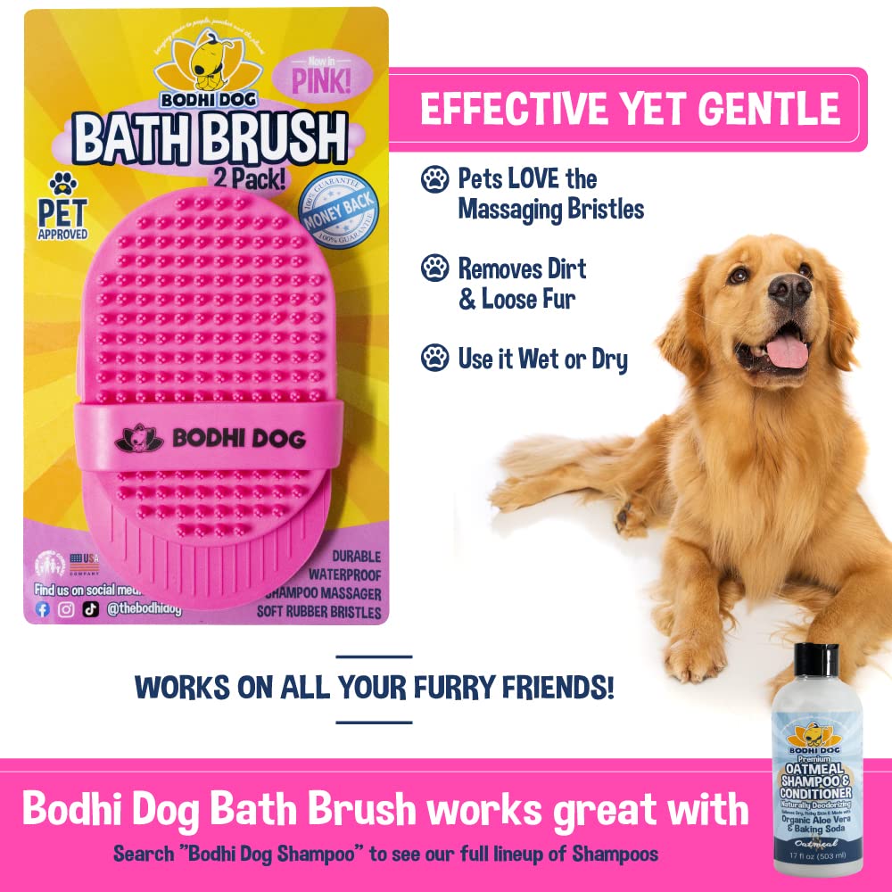 Bodhi Dog waterproof brush used under shower for wet or dry fur.