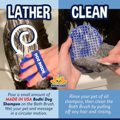 Bodhi Dog Shampoo Brush on wet fur boosting shampoo lather and rinse