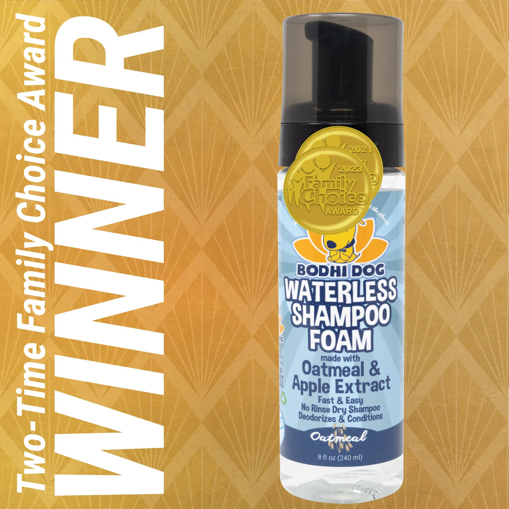 Bodhi Dog Waterless Foaming Shampoo foam application demonstrates fast no rinse cleansing.
