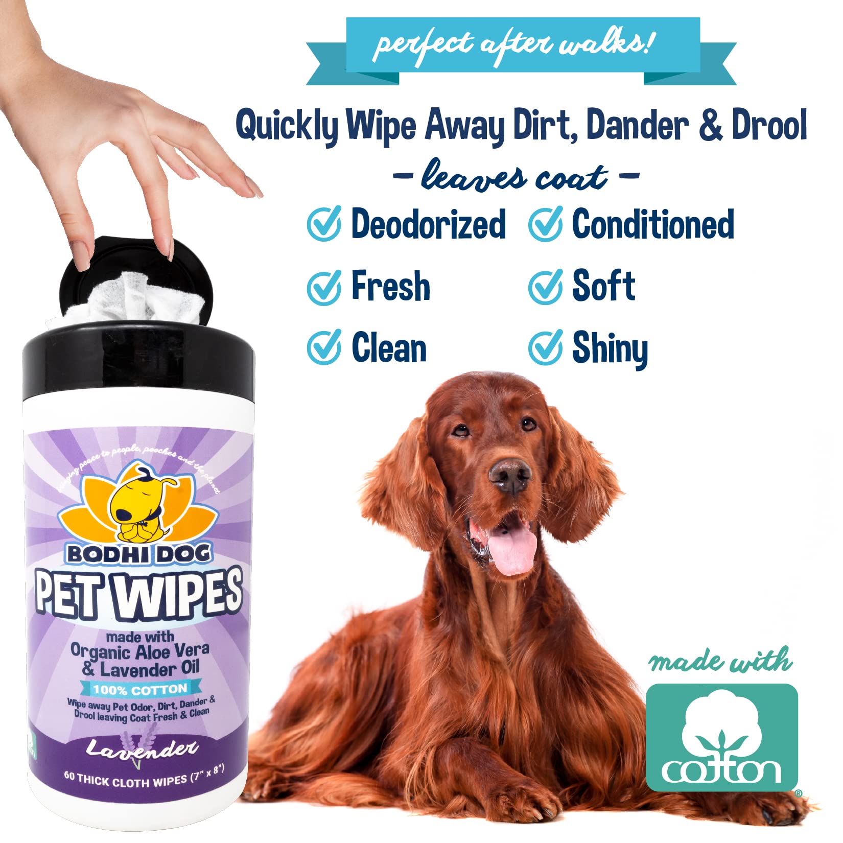 Bodhi Dog Lavender-scented wipes for refreshing coat
