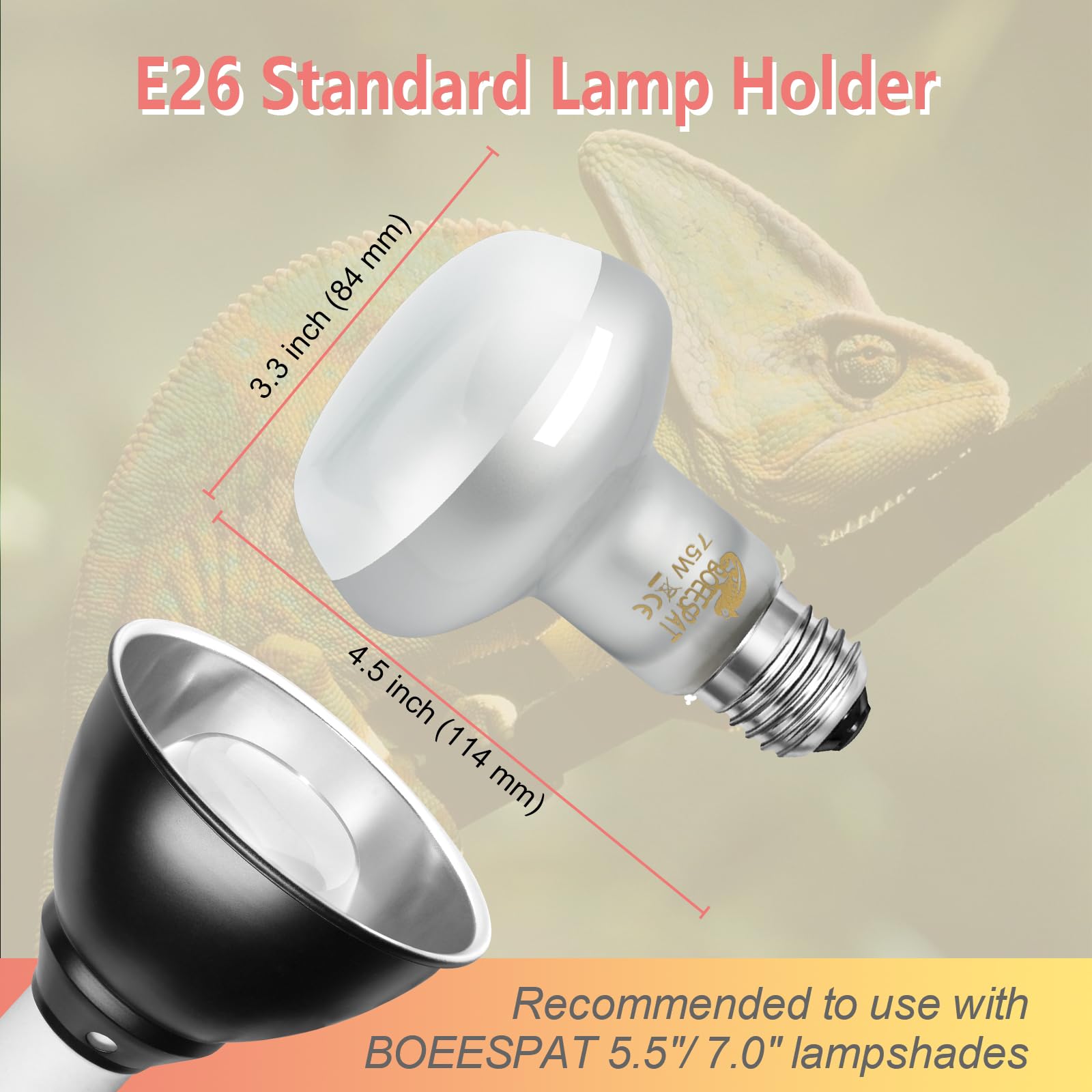 BOEESPAT Intense 100W UVA spotlight bulb desert-dwelling reptile use.