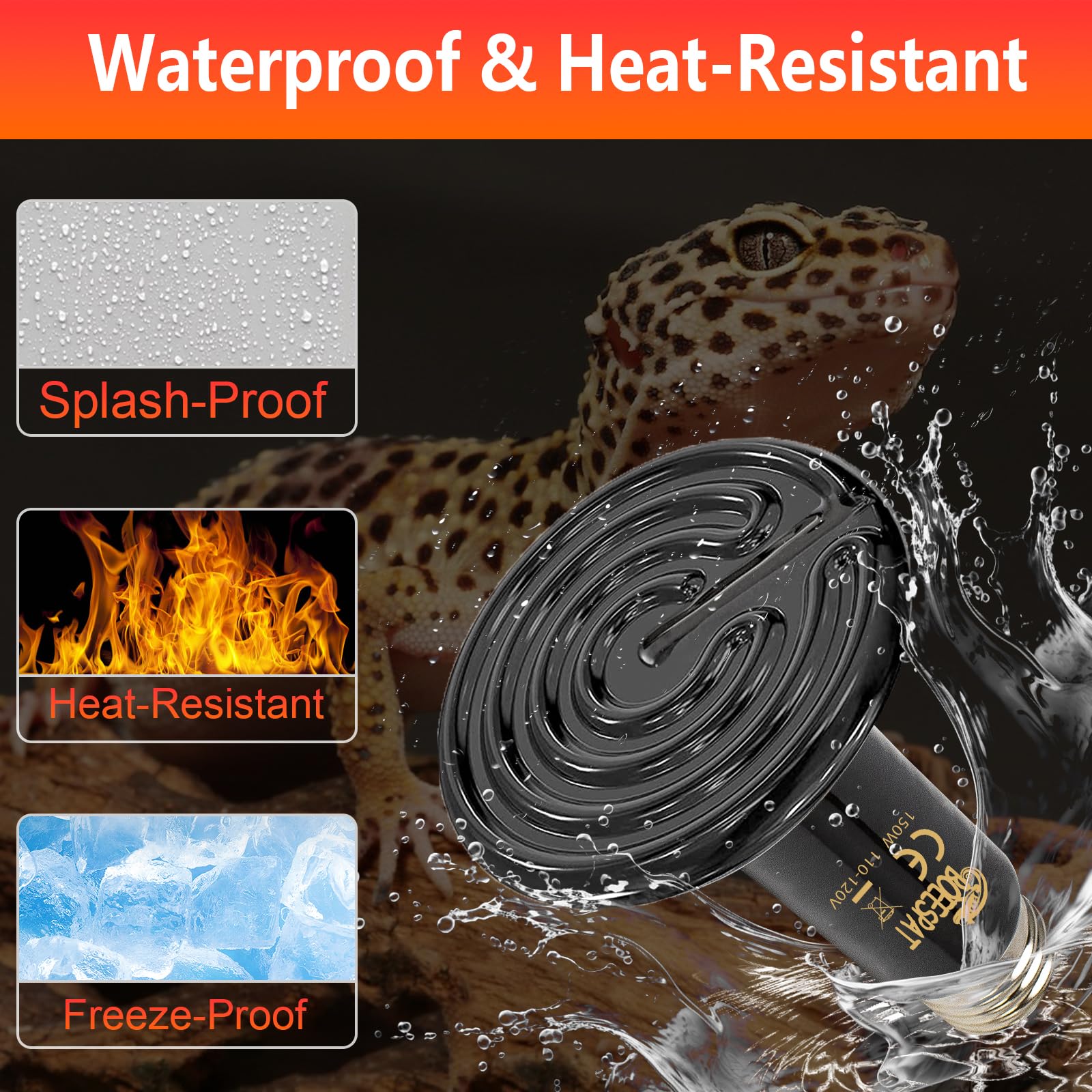 BOEESPAT reptile-basking-lamp-wide-setup demonstrates even heat distribution for terrarium habitats