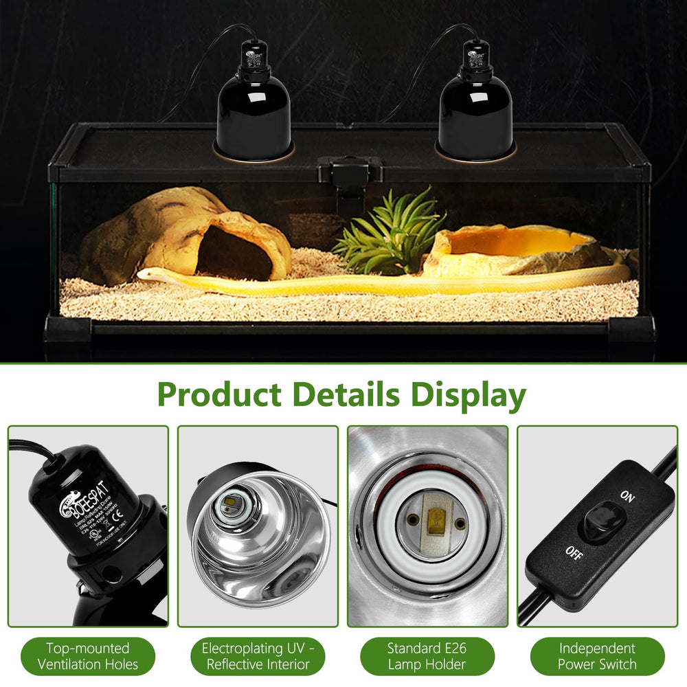 BOEESPAT fixture demonstrates bulb compatibility for UVA/UVB and heat lamps