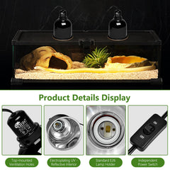 BOEESPAT fixture demonstrates bulb compatibility for UVA/UVB and heat lamps
