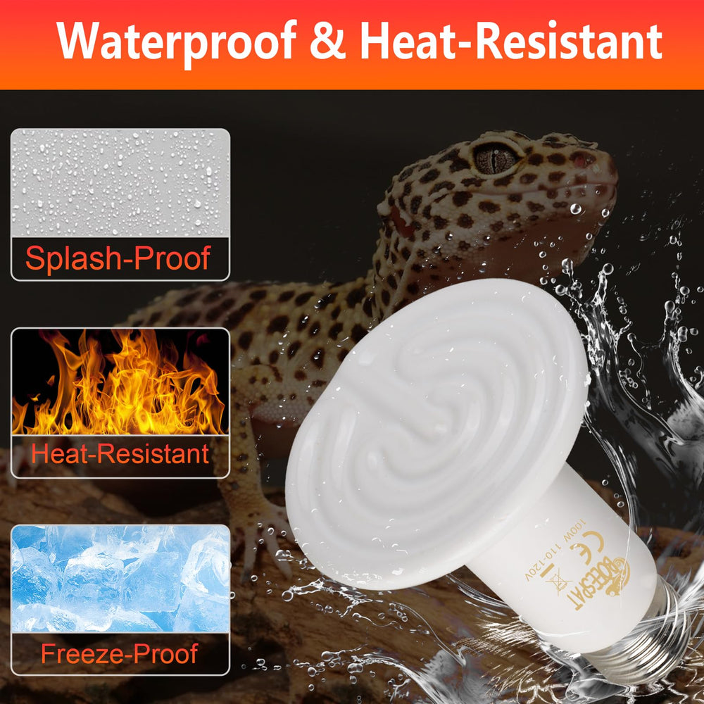 BOEESPAT emisor cerámico 100W en soporte, calentamiento rápido para reptiles.
