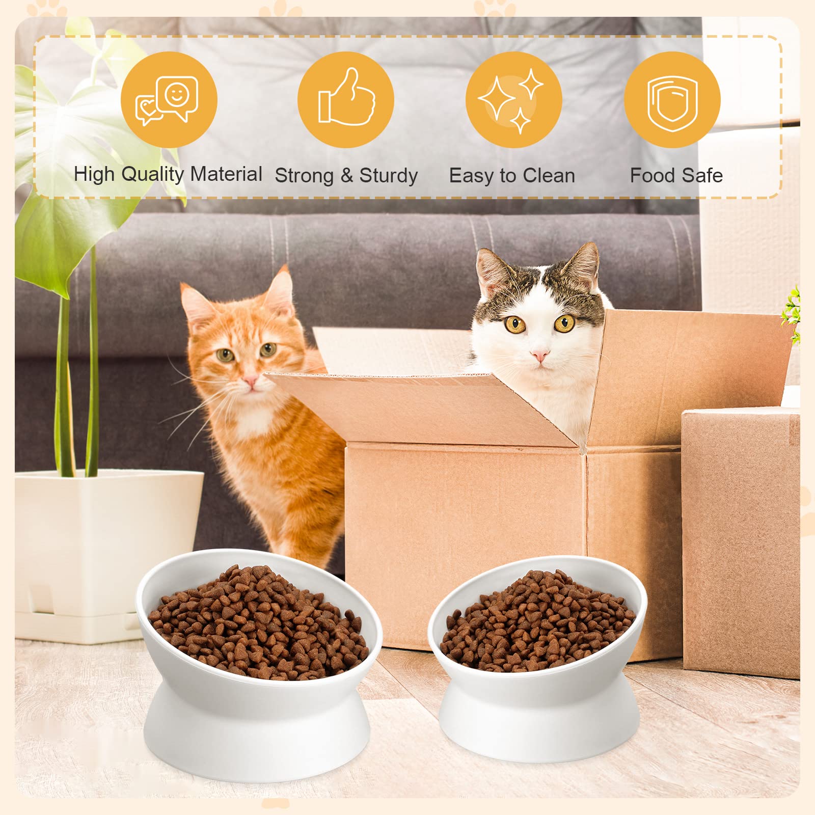 Bokon elevated bowls set suitable for kittens and adult cats in homes.