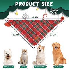 Bolake Christmas plaid dog bandana on small to medium dogs with classic pattern.