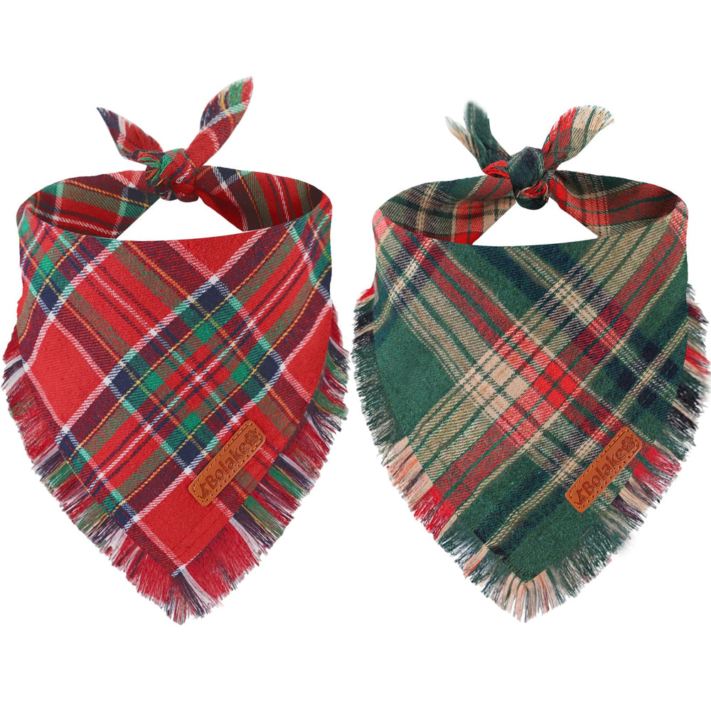 Bolake Merry Christmas dog bandana with tassels for festive holiday photos.