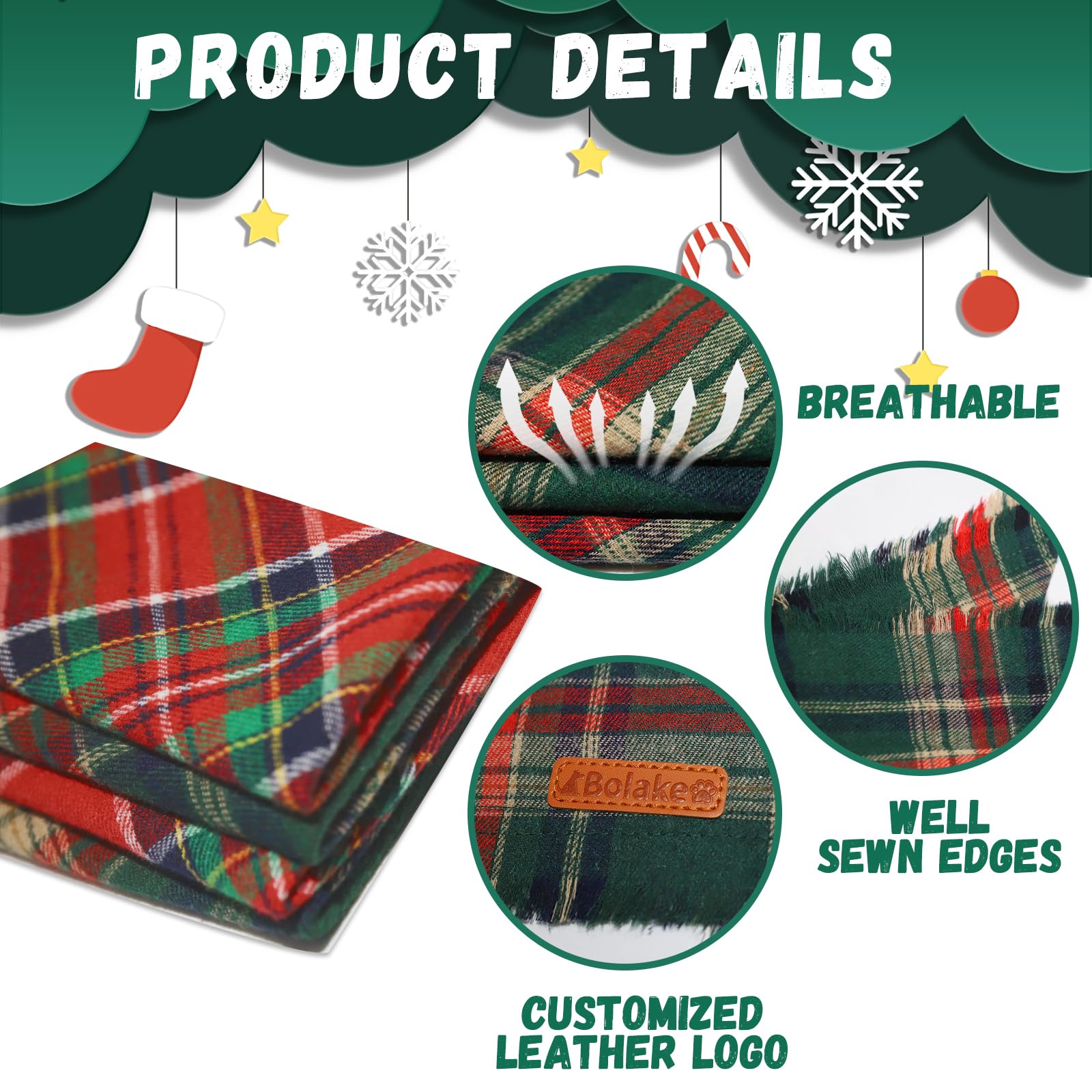 Bolake adjustable neck dog bandana worn comfortably all day during celebrations.