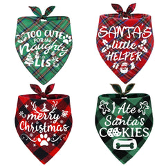 Bolake 4-pack Christmas dog bandana front view for all sizes, ideal everyday wear.