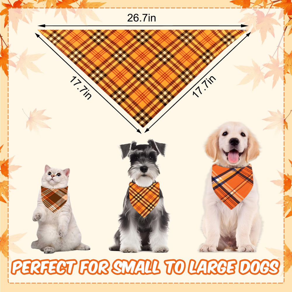 Bolake Thanksgiving-pattern dog bandanas on a pet, ideal for festive photos