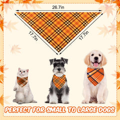 Bolake Thanksgiving-pattern dog bandanas on a pet, ideal for festive photos
