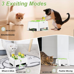 Bolpetizo-cat-toys-moving-mouse-white side-angle reveals feather wand movement that encourages chasing.